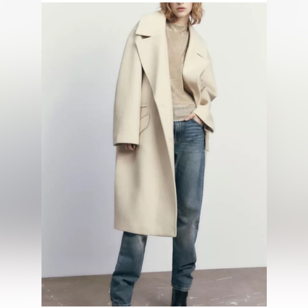 Zara Oversized Vanilla Cream Coat
